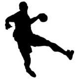Handballer, Ball werfend, Scherenschnitt