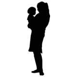 mother with child, silhouette