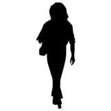 woman with bag, walking, silhouette