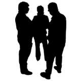 group of 3 in conversation, silhouette