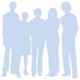 group, standing, silhouette