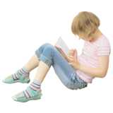 girl with book, sitting