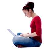 woman with laptop, sitting