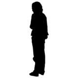 woman, standing, silhouette