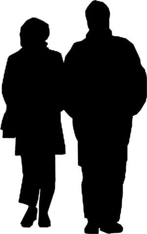 couple, walking, silhouette