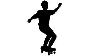 child on skateboard, silhouette