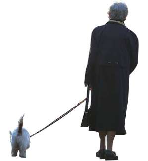 old lady with dog