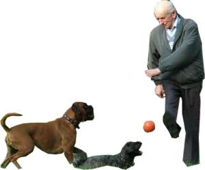 alter Mann mit Hund