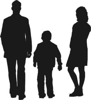 family of 3, silhouette