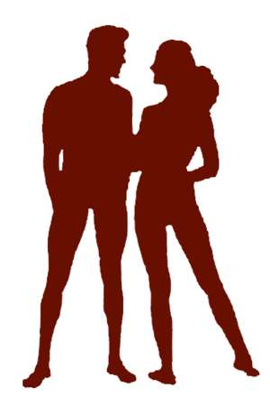 couple, flirting, silhouette