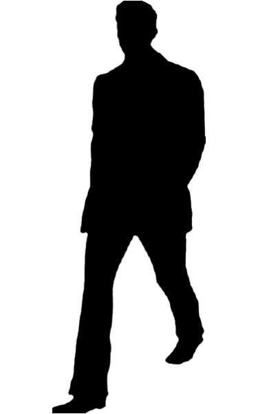 man in a suit, walking, silhouette