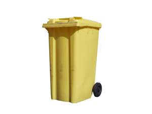yellow trash can