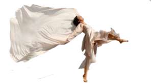 dance performance with flying fabric