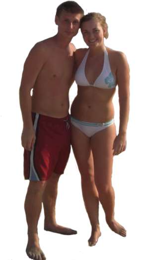 couple at the beach, standing