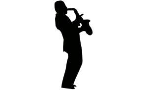 Mann, Saxofon, Scherenschnitt