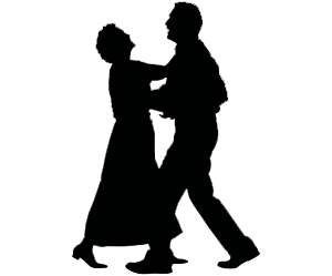 elderly people dancing, silhouette