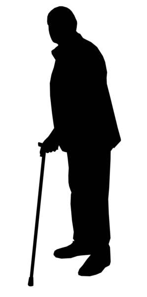 grandpa with a stick, silhouette