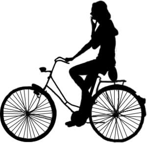 Frau auf Fahrrad, Scherenschnitt