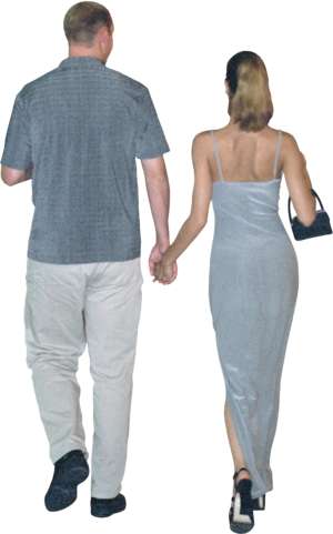 man and woman taking a walk