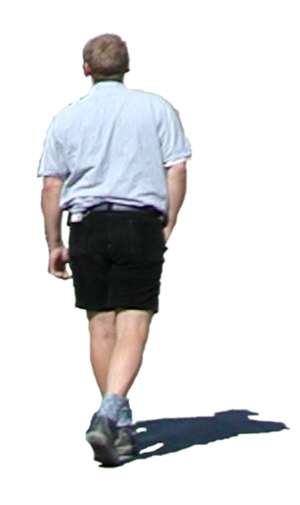 man, walking, shorts