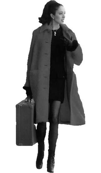 woman, walking, suitcase
