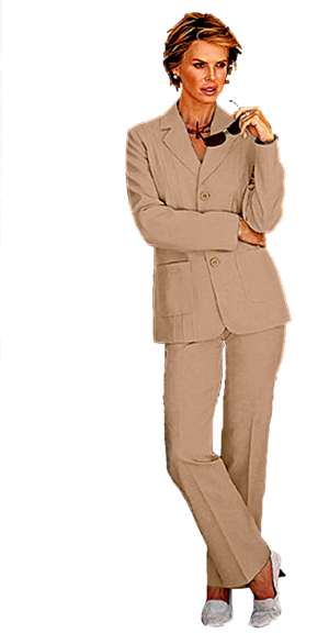 woman, pant suit, standing
