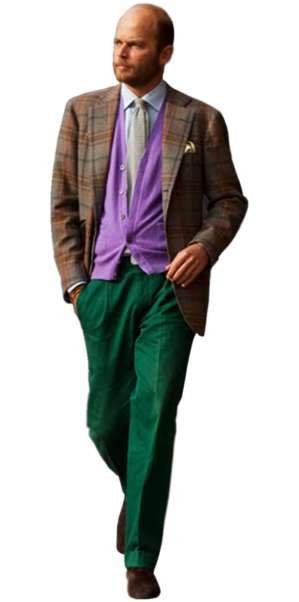 man with green pants