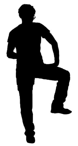 Silhouette of a Man, left leg raised