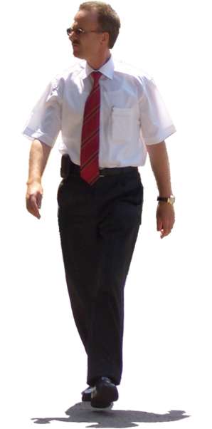 business man, tie and shirt, walking
