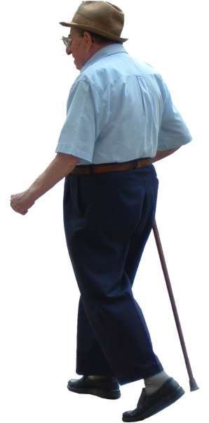 old man, walking, walking stick