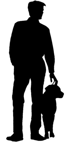 man with dog, silhouette