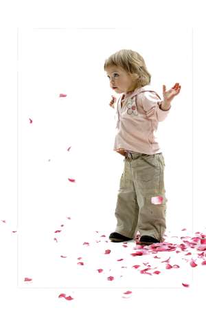 child, scattering flowers