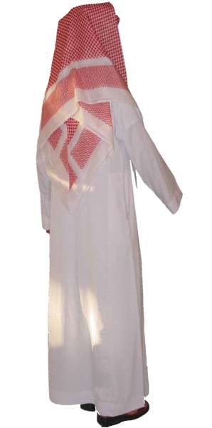 Araber, stehend, Anzug und Kopftuch