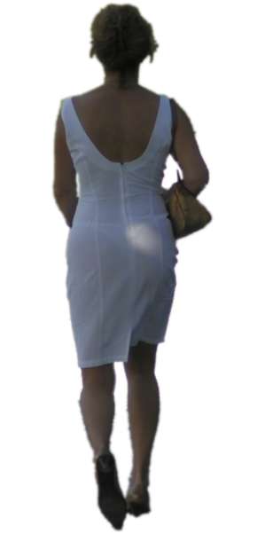 woman, walking, white dress
