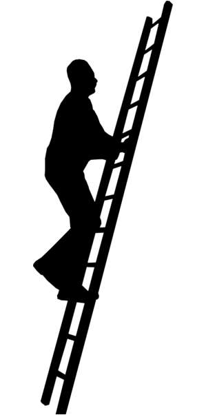 man on ladder, silhouette