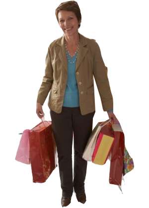 Frau mit Einkaufstüten, stehend