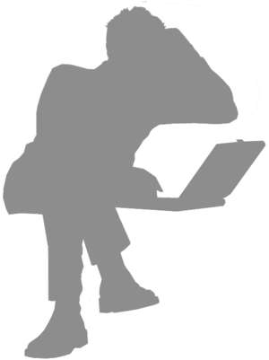 man with laptop, sitting, silhouette