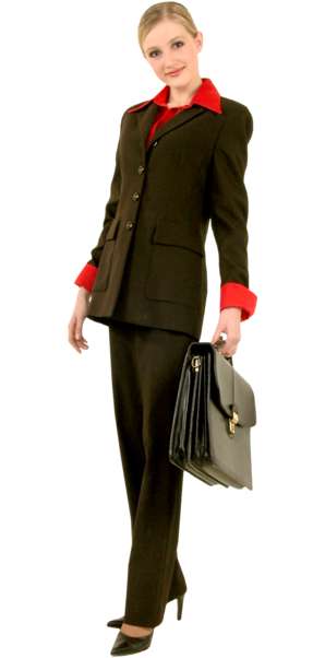 woman in suit with briefcase