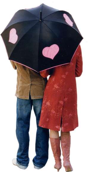 Paar unter Regenschirm