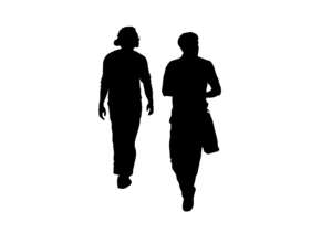 2 men, walking, silhouette