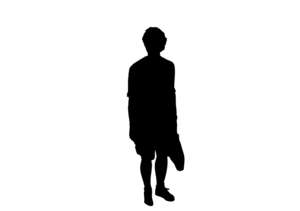 man, shorts and bag, silhouette