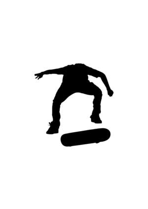 Skateboarder, springend, Scherenschnitt