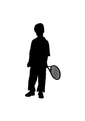 tennis player, child, silhouette