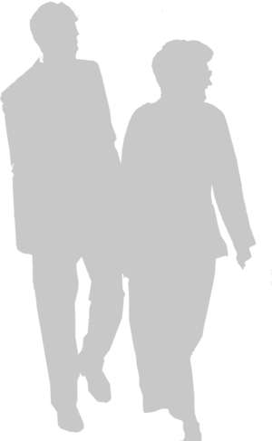 man and woman, walking, silhouette