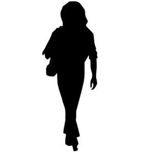 woman with bag, walking, silhouette