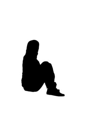 woman, crouching, silhouette