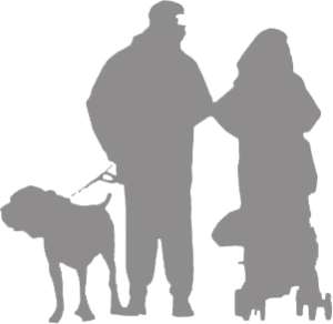 couple with dog, silhouette