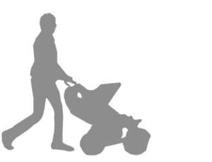 mother with a pram, silhouette
