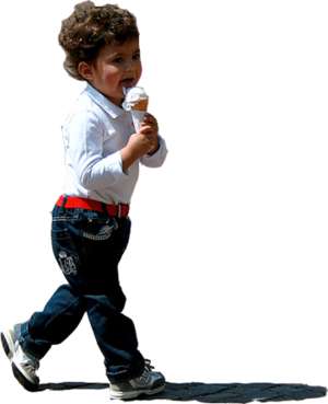 boy with ice cream, walking