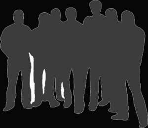 group, standing, silhouette